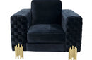 Divani Casa Lori Modern Velvet Glam Black & Gold Chair