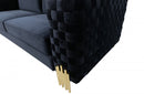 Divani Casa Lori Modern Velvet Glam Black & Gold Sofa Set
