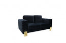 Divani Casa Lori Modern Velvet Glam Black & Gold Sofa Set