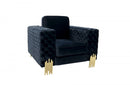 Divani Casa Lori Modern Velvet Glam Black & Gold Sofa Set