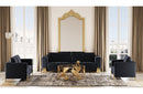 Divani Casa Lori Modern Velvet Glam Black & Gold Sofa Set