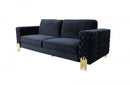 Divani Casa Lori Modern Velvet Glam Black & Gold Sofa Set