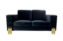 Divani Casa Lori Modern Velvet Glam Black & Gold Sofa Set