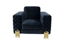 Divani Casa Lori Modern Velvet Glam Black & Gold Sofa Set