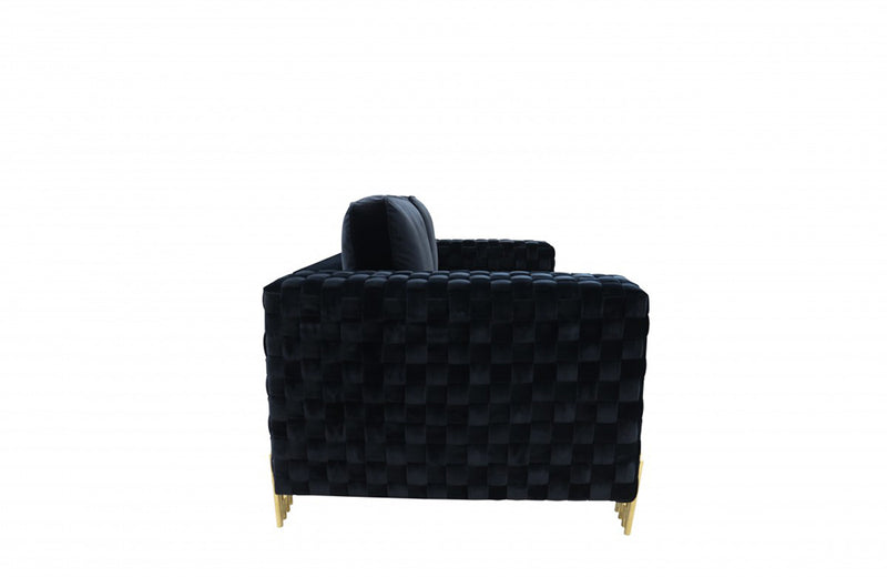 Divani Casa Lori Modern Velvet Glam Black & Gold Sofa Set