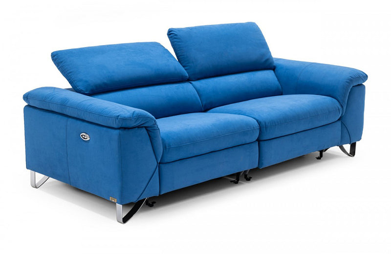 Divani Casa Maine Modern Royal Blue Fabric Sofa w/ Electric Recliners