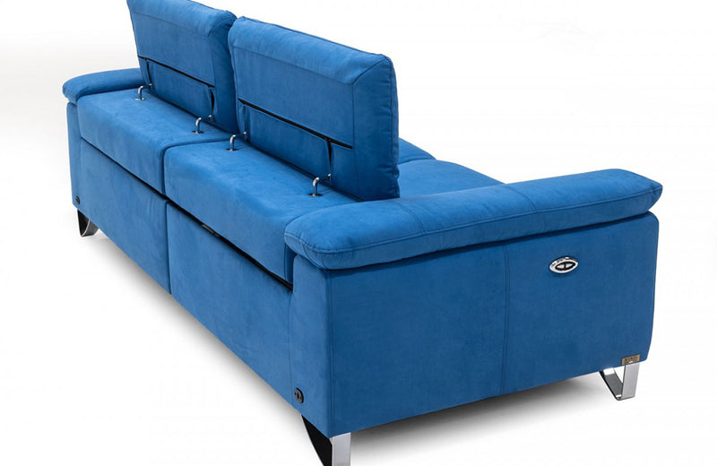 Divani Casa Maine Modern Royal Blue Fabric Sofa w/ Electric Recliners