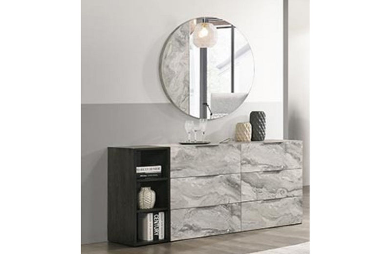 Nova Domus Maranello Modern Grey Faux Marble Mirror