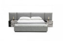 Nova Domus Maranello Modern Grey Fabric Bed w/ Two Nightstands