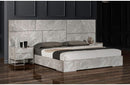Nova Domus Marbella Italian Modern Grey Marble Bed w/ 2 Nightstands