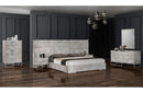 Nova Domus Marbella Italian Modern Grey Marble Bed w/ 2 Nightstands
