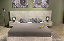 Nova Domus Marbella Italian Modern Grey Marble Bed w/ 2 Nightstands