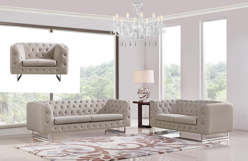 Miley Modern Beige Fabric Sofa Set
