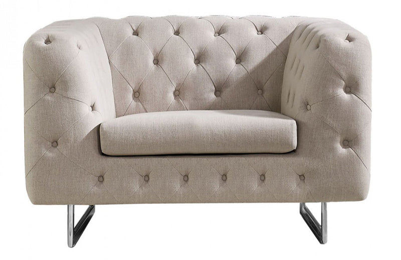 Divani Casa Caswell Modern Beige Fabric Chair