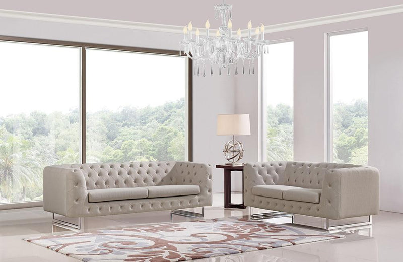 Miley Modern Beige Fabric Sofa Set