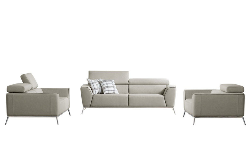 Divani Casa Velva Modern Beige & Brown Fabric Sofa Set