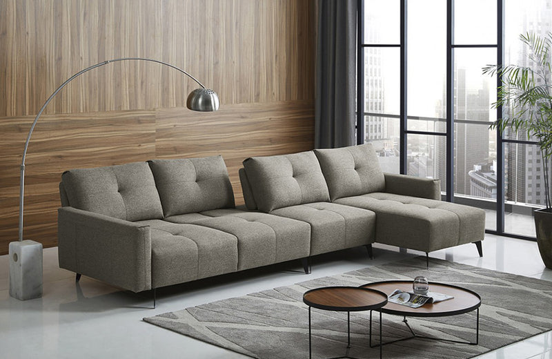 Divani Casa Kenton Modern Grey Fabric Right Facing Sectional Sofa