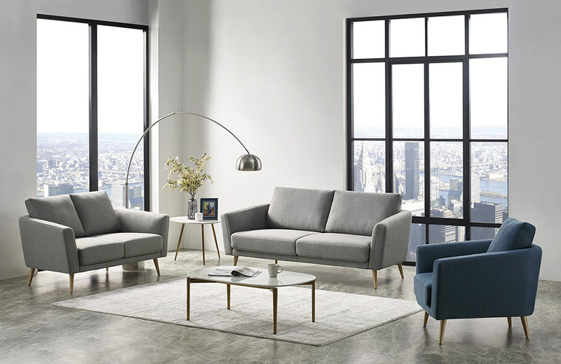 Divani Casa Benham Modern Grey & Blue Fabric Sofa Set