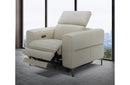 Divani Casa Meadow Light Grey Leather Electric Recliner Chair with Electric Headrest