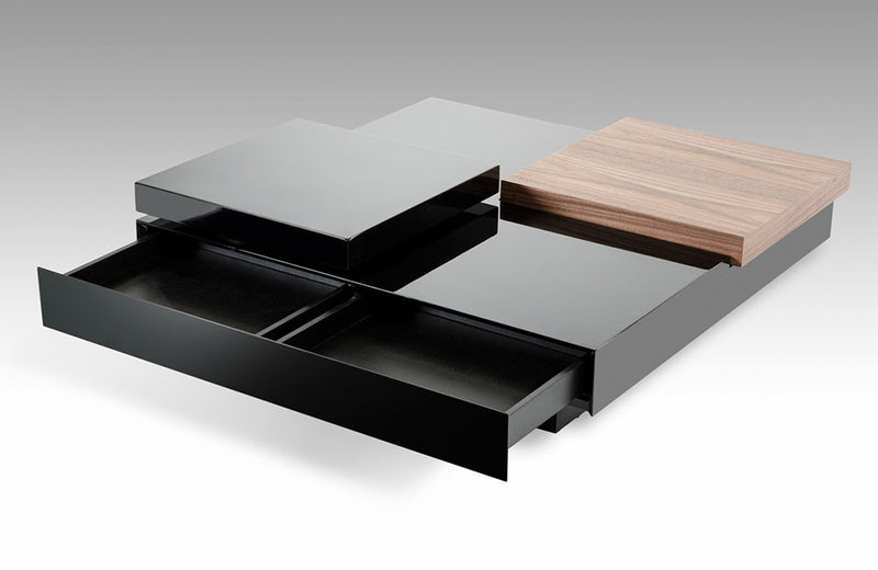 Modrest Ambry Modern Walnut and Black Coffee Table