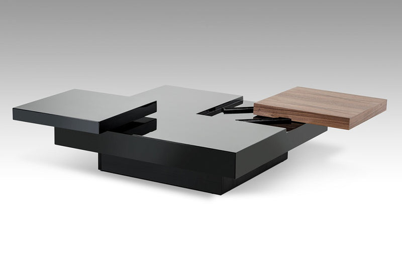 Modrest Ambry Modern Walnut and Black Coffee Table