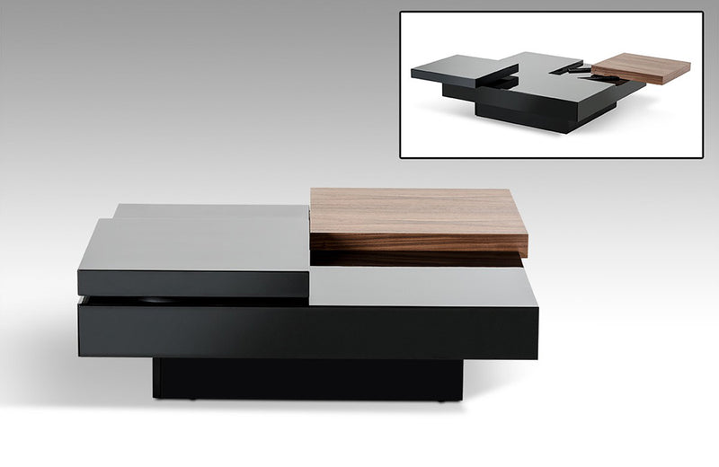 Modrest Ambry Modern Walnut and Black Coffee Table