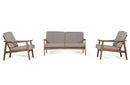 Omar Modern Sesame & Walnut Sofa Set