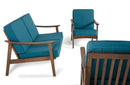 Omar Modern Blue & Walnut Sofa Set
