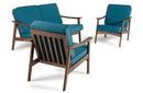 Omar Modern Blue & Walnut Sofa Set
