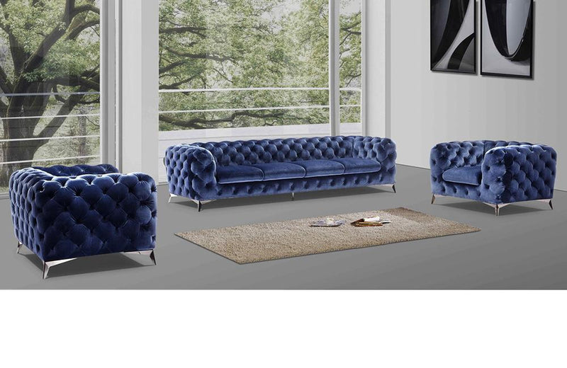 Abraham Modern Blue Sofa & Chair Set