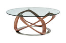 Modrest Michele Modern Glass + Walnut Coffee Table