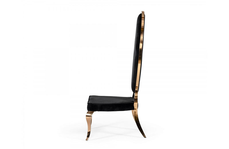 Modrest Mills Modern Black Velvet Rosegold Dining Chair Set of 2