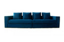 Divani Casa Mobray Glam Blue & Gold Fabric Sofa