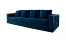 Divani Casa Mobray Glam Blue & Gold Fabric Sofa