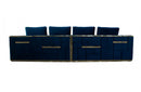 Divani Casa Mobray Glam Blue & Gold Fabric Sofa