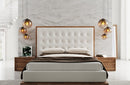 Modrest Amberlie White Vegan Leather & Walnut Bed