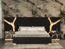 Modrest Aspen Eastern King Modern Black + Gold Bed + Nightstands