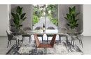 Modrest Babia Modern Smoked Glass & Walnut Extendable Dining Table