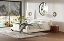 Modrest Fleury Contemporary Cream Fabric and Walnut Bed