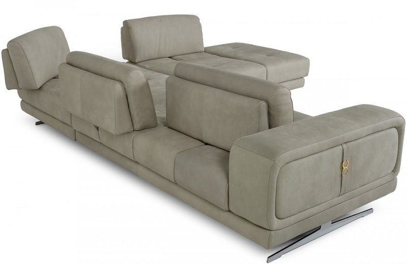 Coronelli Collezioni Mood Contemporary Grey Cloud Leather Sectional Sofa