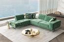 Coronelli Collezioni Mood Italian Green Velvet Left Facing Sectional Sofa