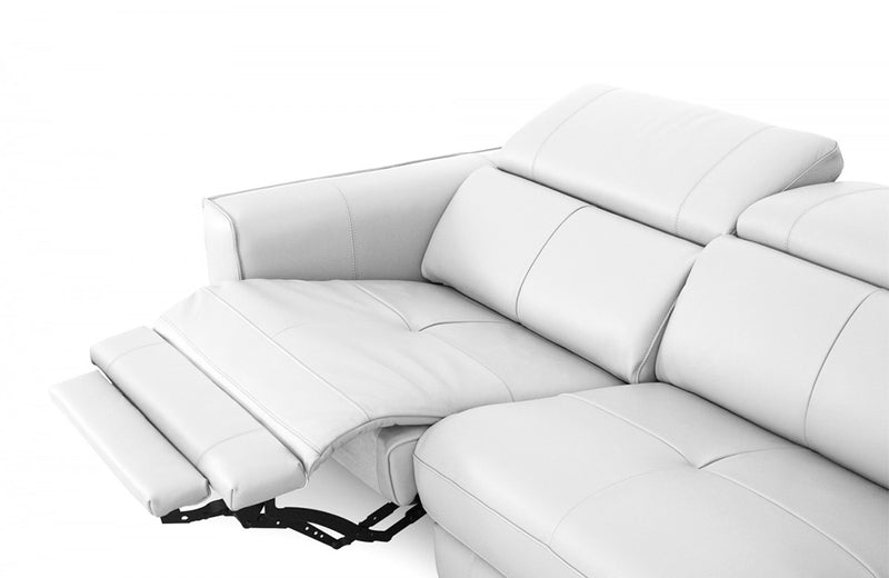 Divani Casa Nella Modern White Leather Sofa w/ Electric Recliners