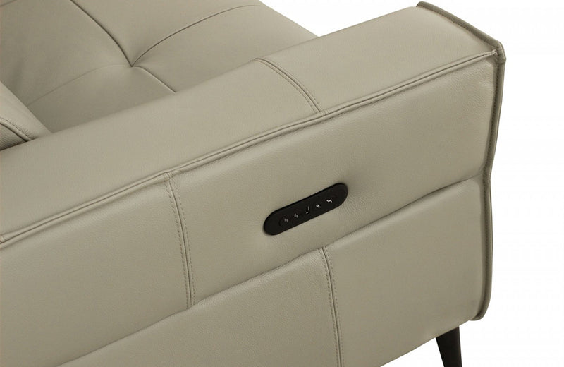 Divani Casa Nella Modern Light Grey Leather Sofa w/ Electric Recliners