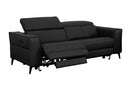 Divani Casa Nella Modern Black Leather Loveseat w/ Electric Recliners