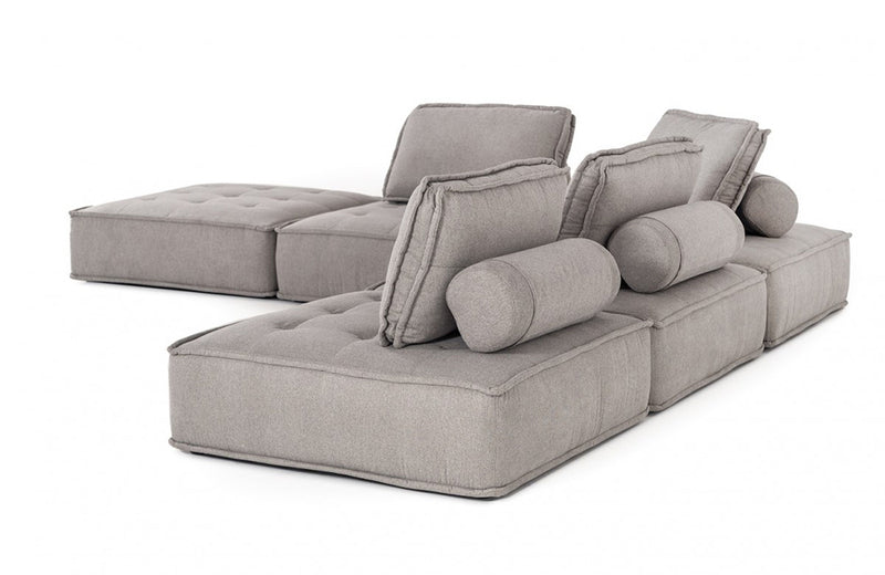 Divani Casa Nolden Modern Grey Fabric Modular Sectional Sofa