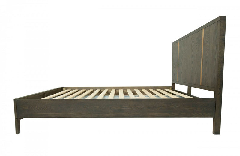 Modrest Oakley Mid-Century Dark Brown Bed | Paramus Mega Furniture
