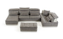 David Ferrari Panorama Italian Modern Grey Fabric & White Leather Configurable Sectional Sofa