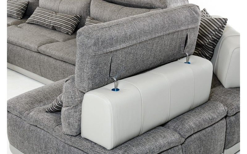 David Ferrari Panorama Italian Modern Grey Fabric & White Leather Configurable Sectional Sofa