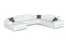 Divani Casa Pella Modern White Italian Leather U Shaped Sectional Sofa