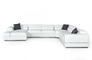 Divani Casa Pella Modern White Italian Leather U Shaped Sectional Sofa